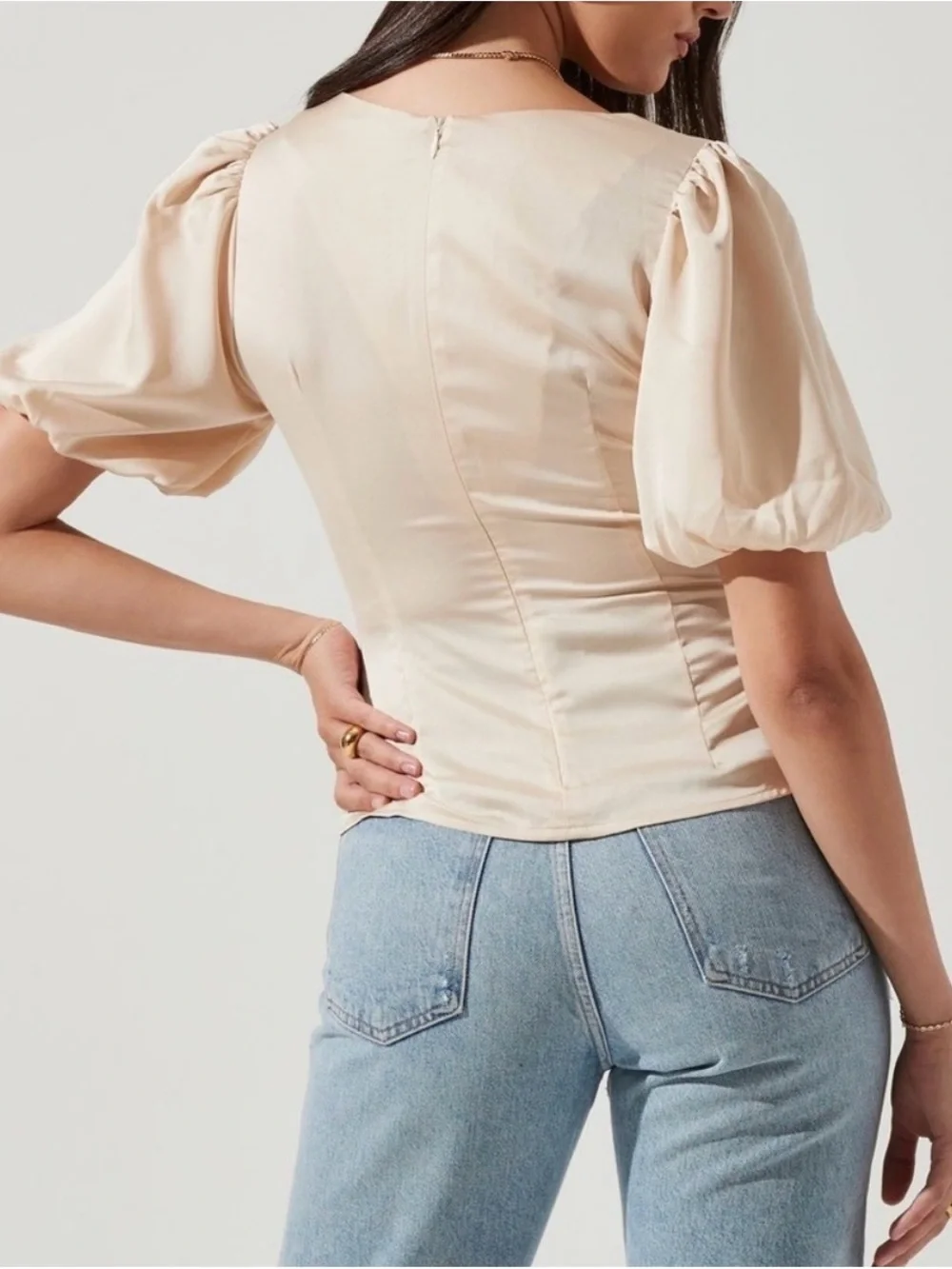 AS­TR the La­bel Deep-V Bal­loon Sleeve Top, Size , NWT Sz Small